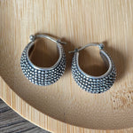 Beaded Hoop Earrings - Sterling Silver - Vintage