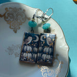 Owl Pumpkin Porcelain Earrings - Amazonite Pumpkin - Sterling Silver - Handmade