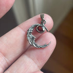 Garnet Mr. Moon Pendant - Sterling Silver - Vintage