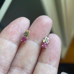 Ruby Earrings - Diamond - 10k Gold - Vintage