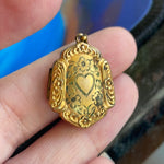 Shield Flower Locket - Gold Filled - Vintage