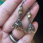 Citrine Chandelier Earrings - Sterling Silver - Vintage