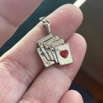 Enamel Card Charm - Sterling Silver - Vintage