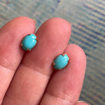 Turquoise Stud Earrings - 10k Gold - Vintage