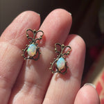 Opal Filigree Earrings - 14k Gold - Vintage