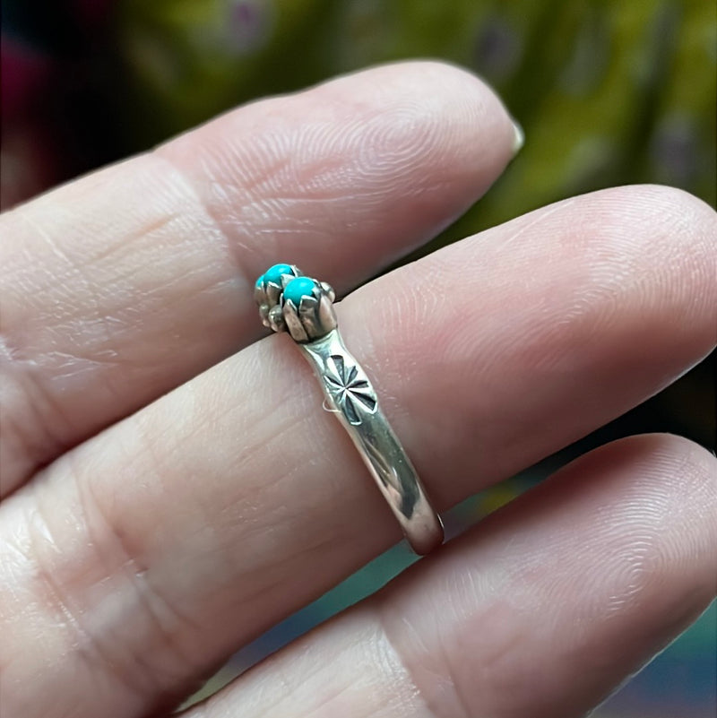 Turquoise Starry Band - Sterling Silver - Native American - Navajo - Vintage