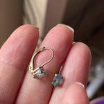 Blue Topaz Leverback Earrings - 10k Gold - Vintage