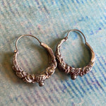 Repousse Hoop Earrings - Sterling Silver - Vintage