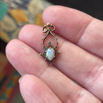 Opal Filigree Necklace - 14k Gold - Vintage