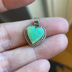 Opal Heart Pendant - Sterling Silver - Native American - Vintage