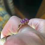 Ruby Trilogy Ring - 9k Gold - Vintage