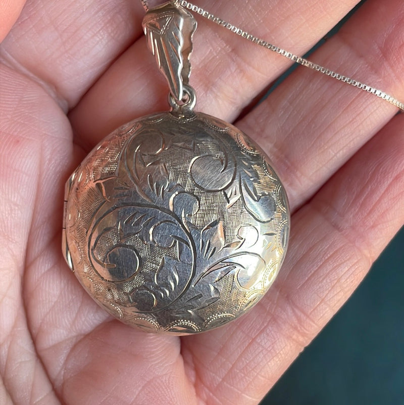 Enamel Sterling Flower Locket - Vintage