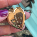 Heart Locket - Fleur de Lis - Gold Filled - Antique - As Found