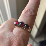 Garnet Trilogy Ring - 14k Gold - Antique