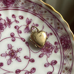 Engraved Heart Locket - 9k Gold- Vintage