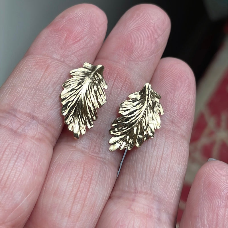 Leaf Earrings - 14k Gold - Vintage