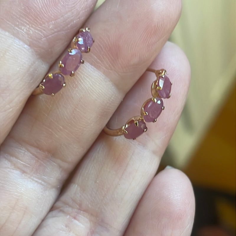 Ruby Hoop Earrings - 10k Gold - Vintage