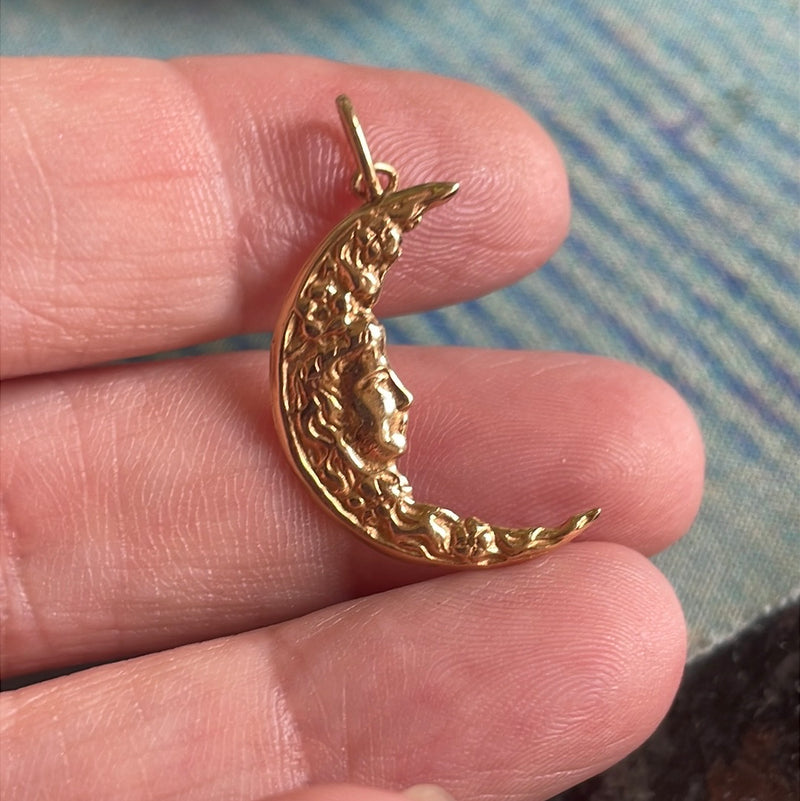 Moon Goddess Pendant - 14k Gold - Vintage