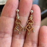 Diamond Dangle Drop Earrings - 10k Gold - Vintage