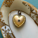 Repousse Heart Star Locket - Gold Filled - Vintage