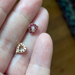 Ruby Heart Earrings - 9k Gold - Vintage