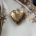 Engraved Heart - Gold Filled-  Vintage Locket