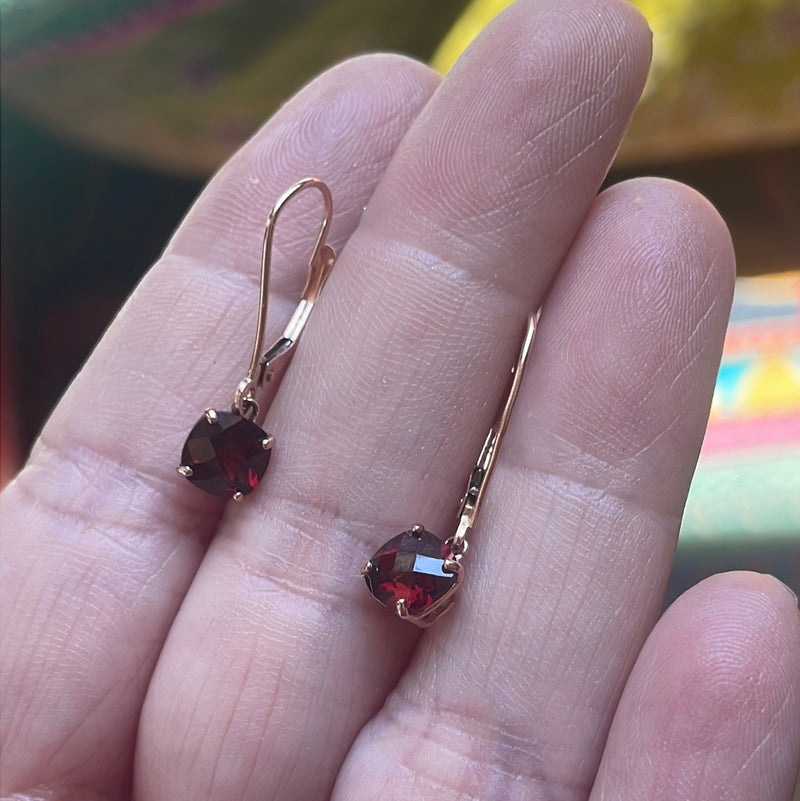 Garnet Earrings - 10k Rose Gold - Vintage