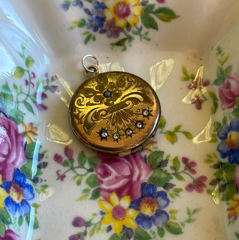 Floral Star Locket - Gold Filled - Antique