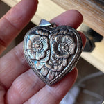 Heart Flower Locket - Sterling Silver - Vintage