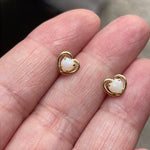 Opal Heart Earrings - 14k Gold - Vintage