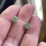 Emerald Stud Earrings - 14k Gold - Vintage