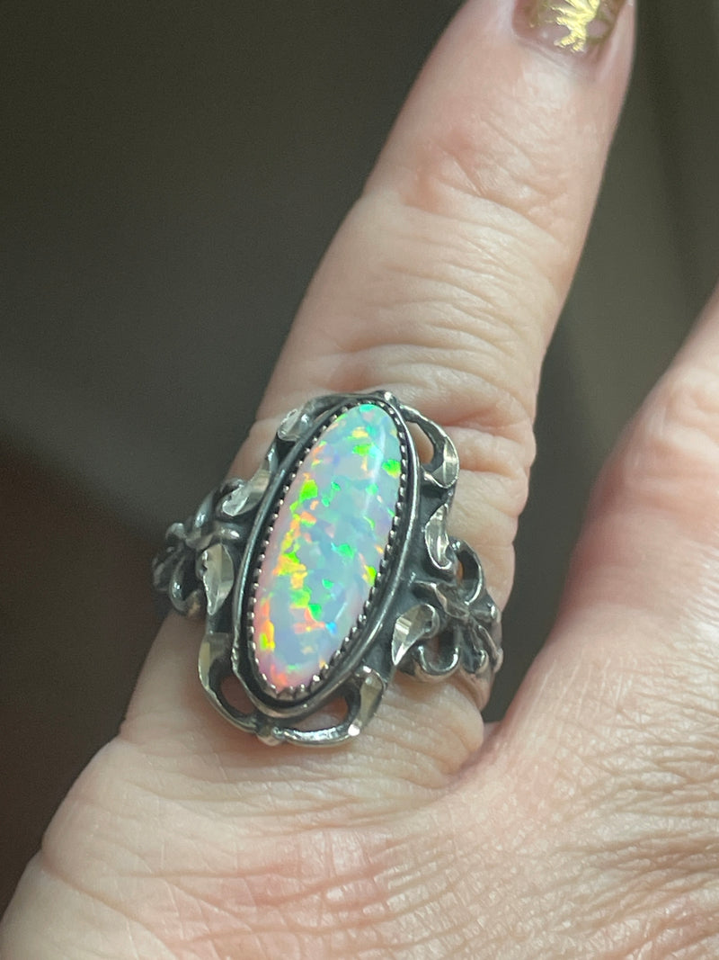 Opal Ring in Sterling Silver