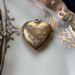 Engraved Heart - Gold Filled-  Vintage Locket