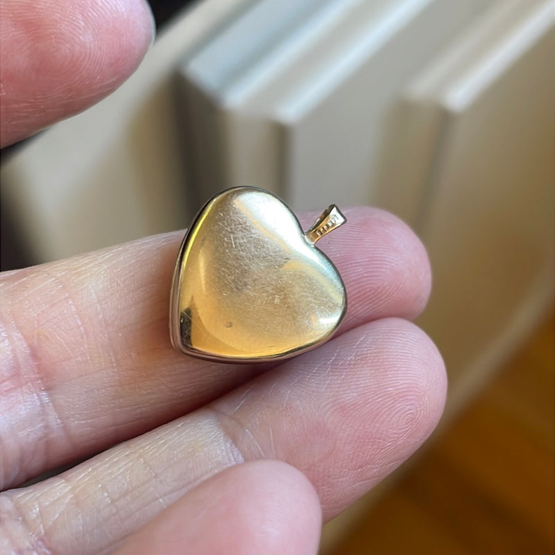 Bird Heart Locket - 14k Gold - Vintage