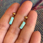 Turquoise Inlay Earrings - 14k Gold - Vintage