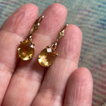 Citrine Dangle Earrings - 10k Gold - Vintage