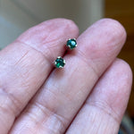 Emerald Stud Earrings - Sterling Silver - Vintage