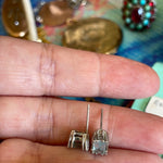 Aquamarine Earrings - Emerald Cut - 10k White Gold - Vintage