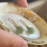 Jade Diamond Earrings - 14k Gold - Vintage