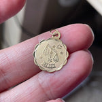 Libra Pendant - Zodiac Pendant - 14k Gold - Vintage