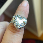 Heart Locket Ring - Sterling Silver - Vintage