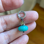 Carved Amazonite Pumpkin Pendant - Sterling Silver - Vintage