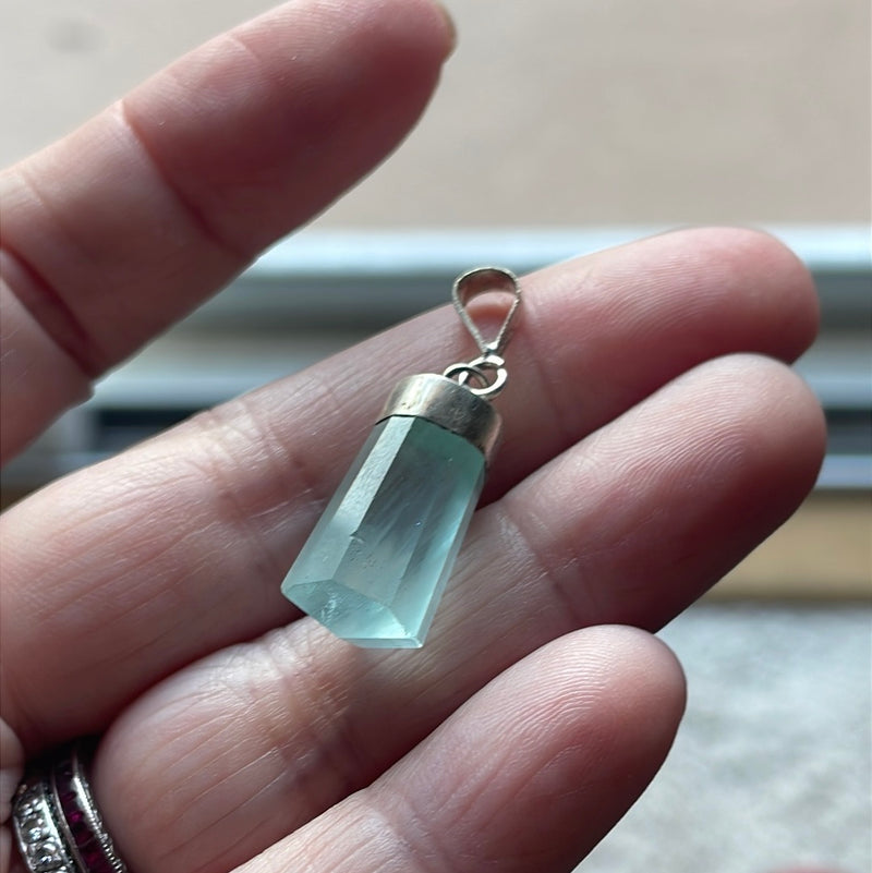 Aquamarine Pendant - Sterling Silver - Vintage