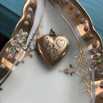 Engraved Heart - Gold Filled-  Vintage Locket