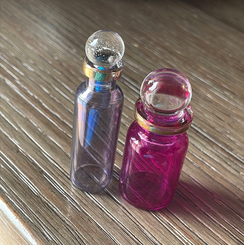 Mini Glass Bottle - Purple - Vintage