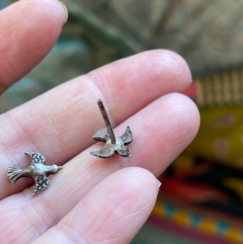 Sparrow Stud Earrings - Sterling Silver - Vintage