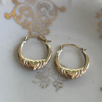 Heart Hoop Earrings - 14k Gold - Vintage