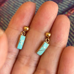 Turquoise Inlay Earrings - 14k Gold - Vintage