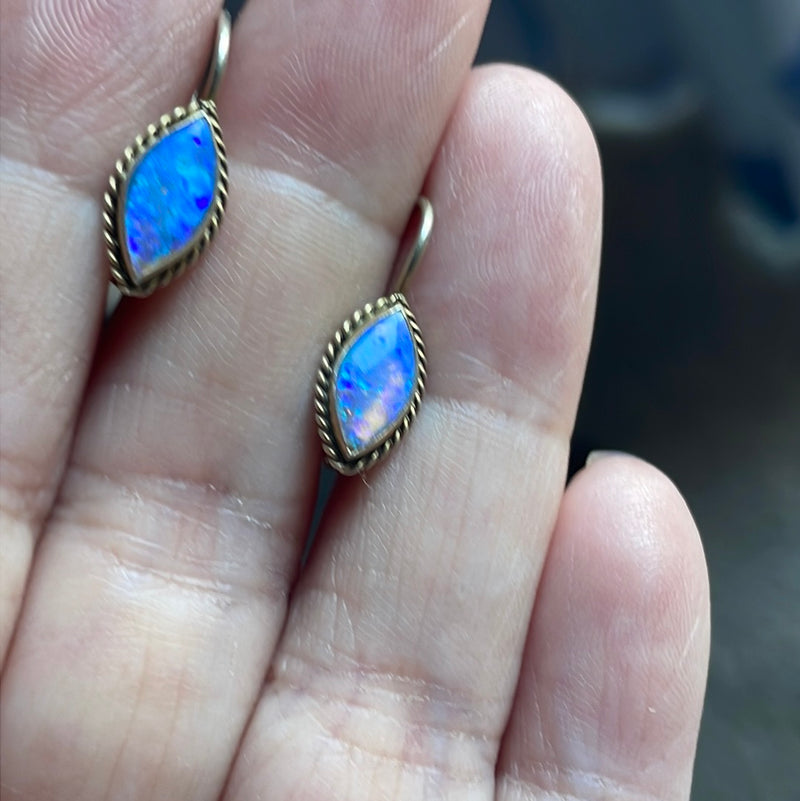 Opal Earrings - Sterling Silver - Vermeil - Vintage