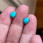 Turquoise Stud Earrings - 10k Gold - Vintage